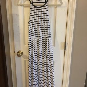 Black striped maxi dress elastic waist